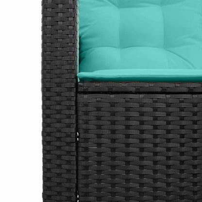 Tuinbank met kussen 2 pcs Zwart en Turquoise Poly riet