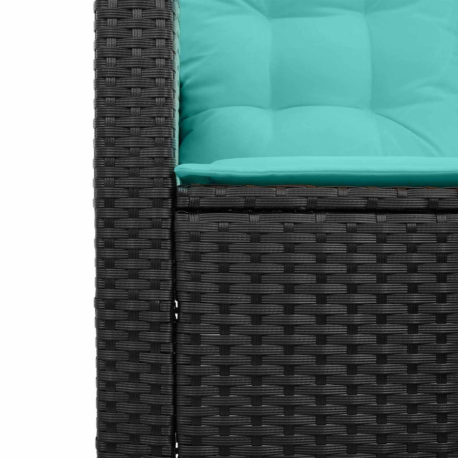 Tuinbank met kussen 2 pcs Zwart en Turquoise Poly riet