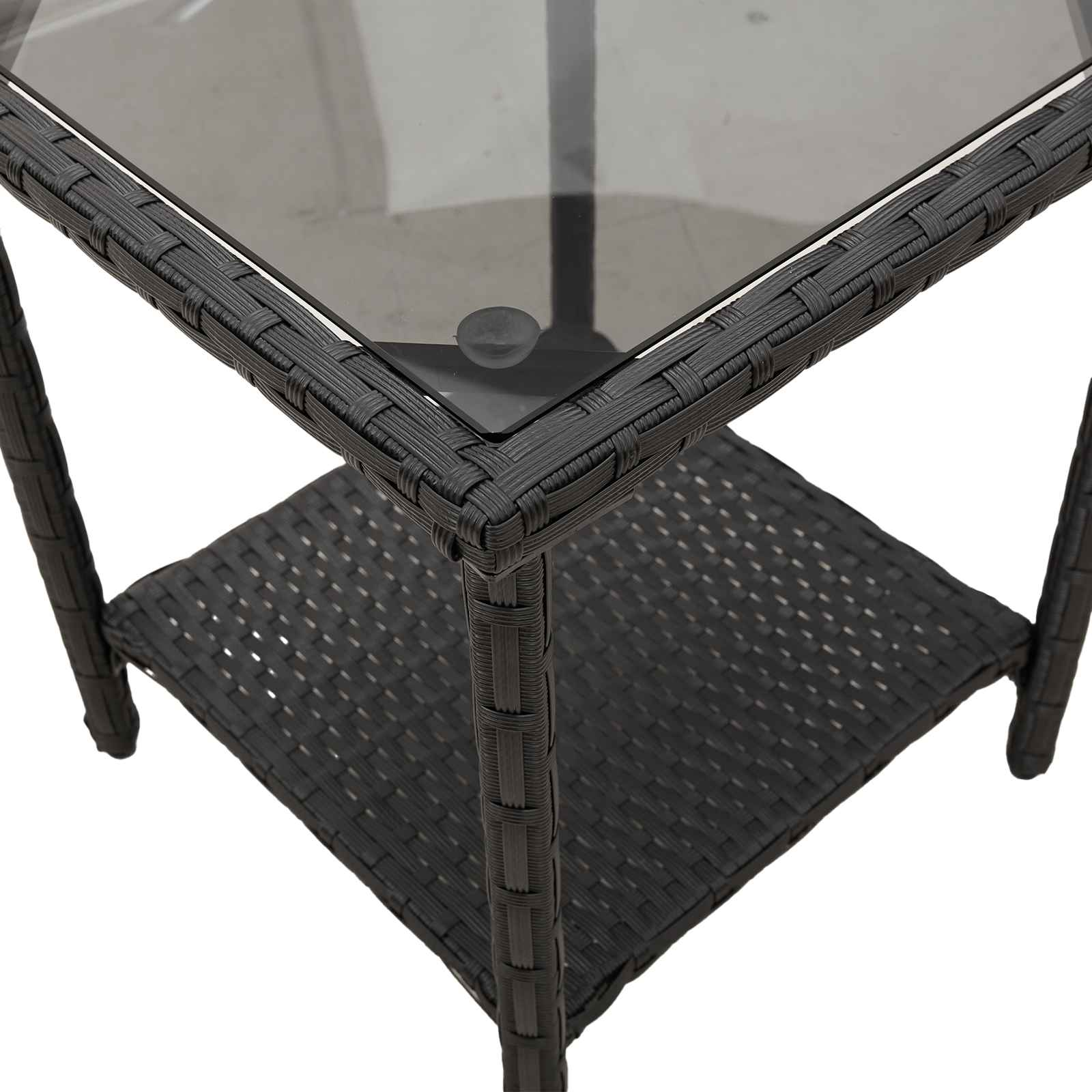Tuinbank met kussen 2 pcs Zwart en Turquoise Poly riet