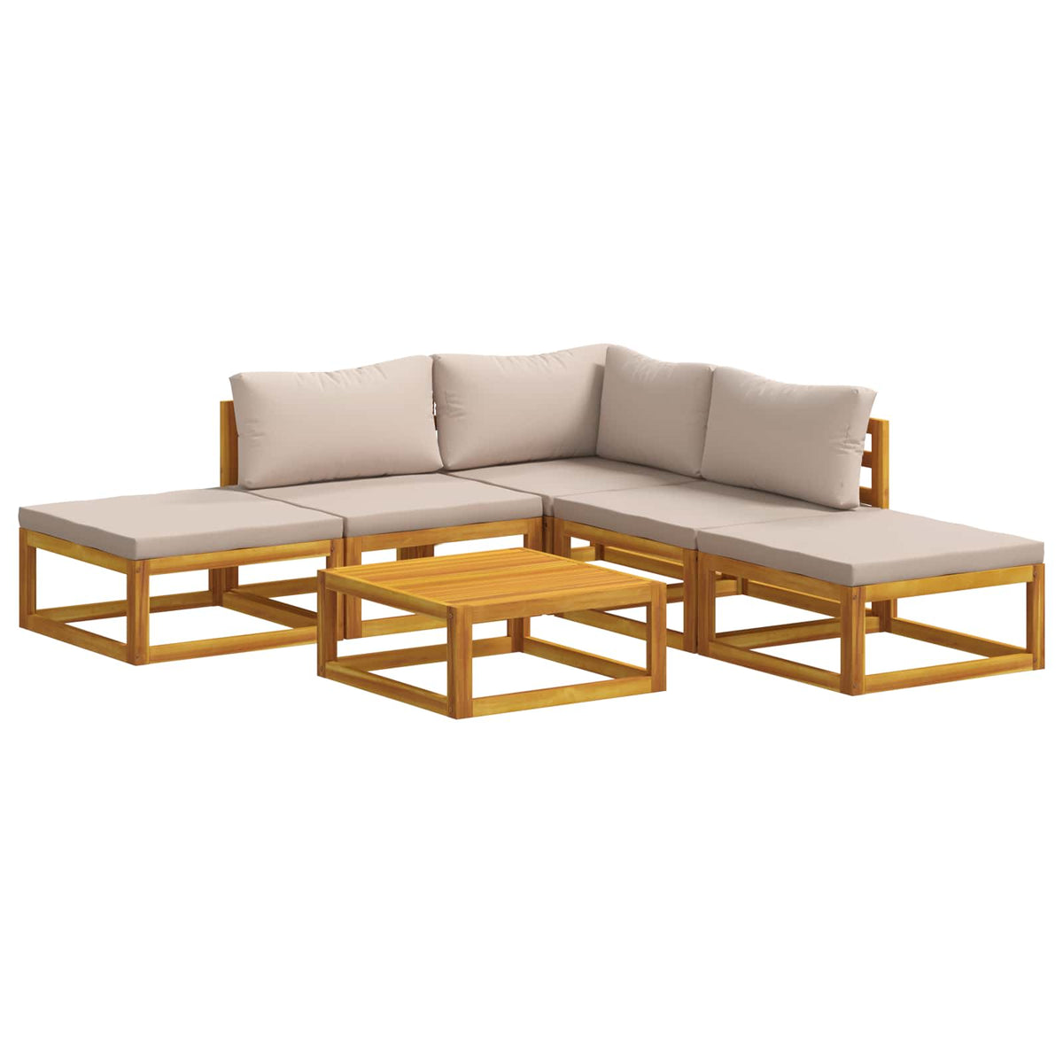 Bankstel 6 st Naturel Massief Acaciahout