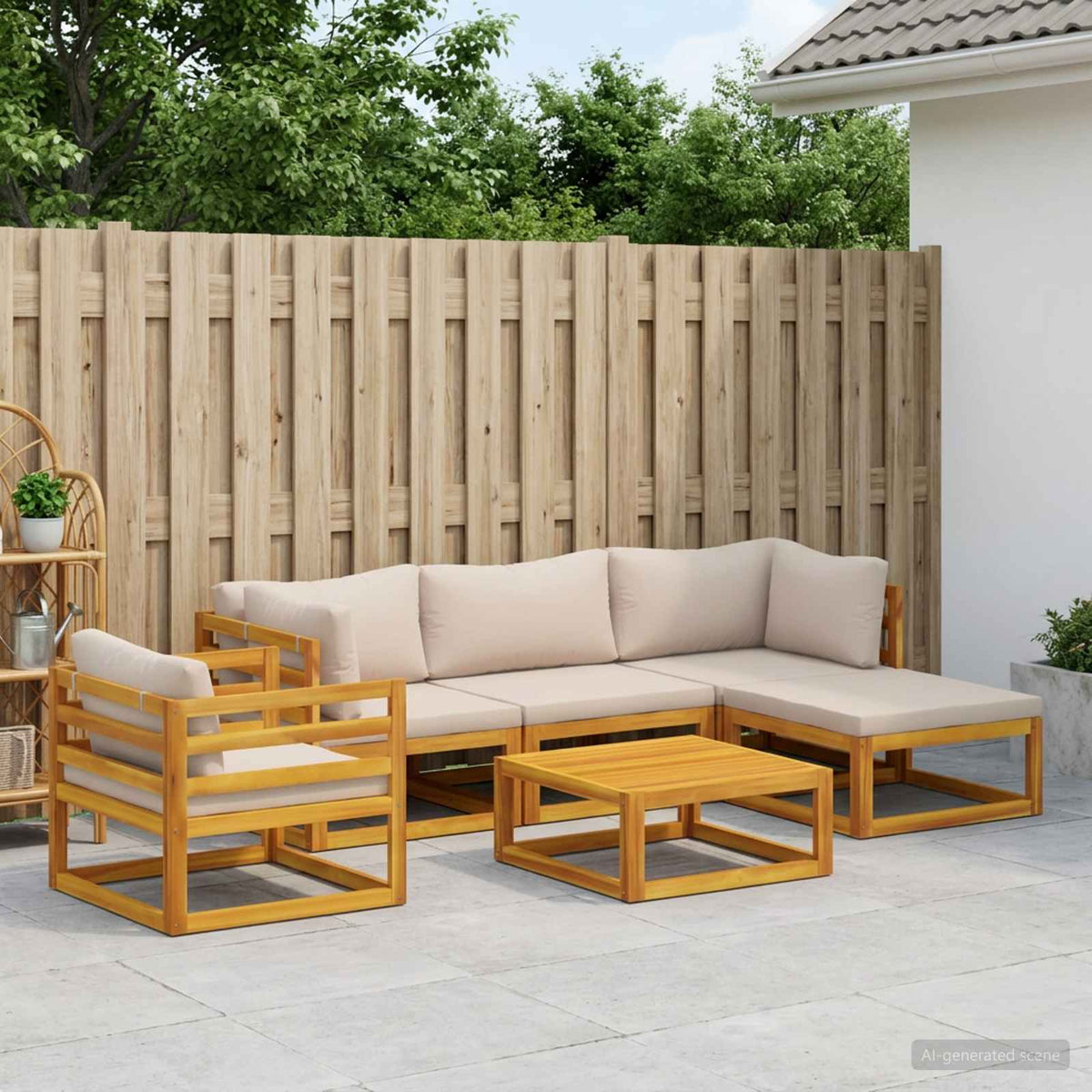 Bankstel 6 st Naturel Massief Acaciahout