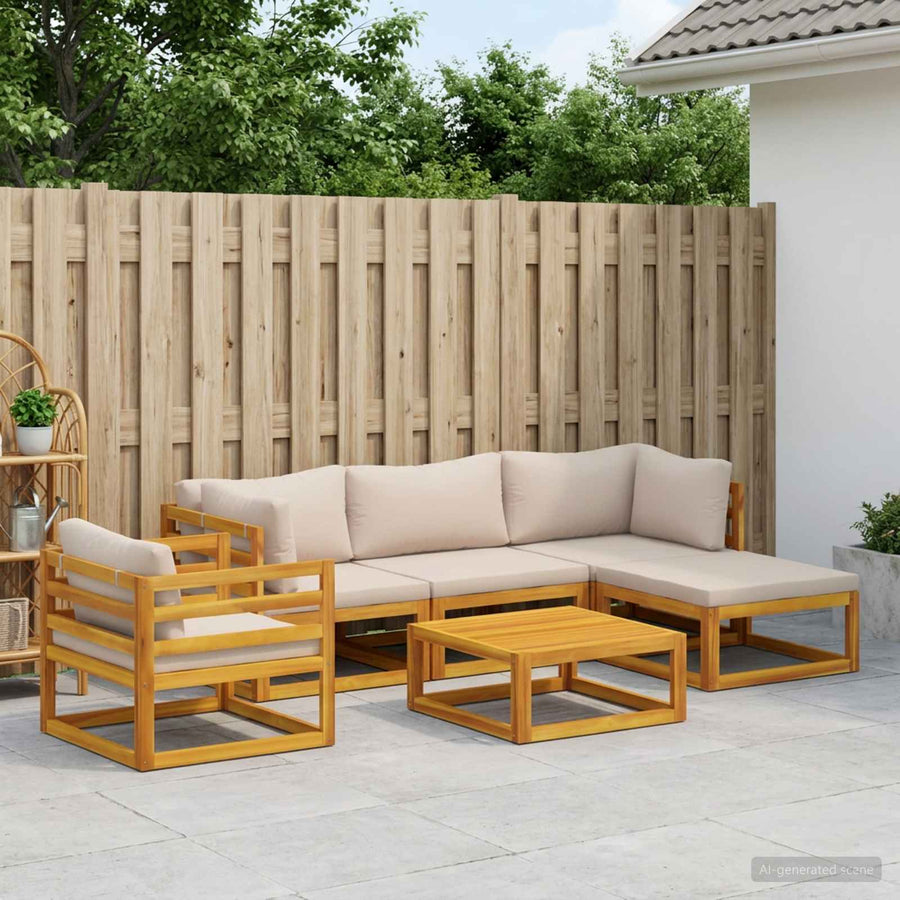 Bankstel 6 st Naturel Massief Acaciahout