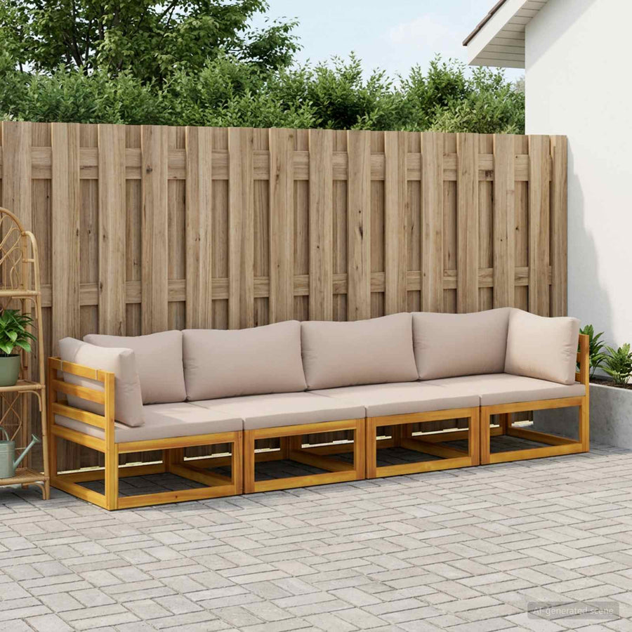 Bankstel 4 st Naturel Massief Acaciahout
