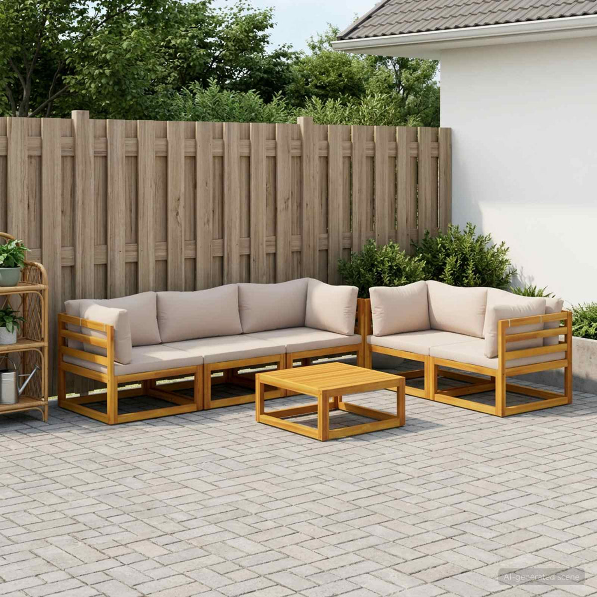 Bankstel 6 st Naturel Massief Acaciahout