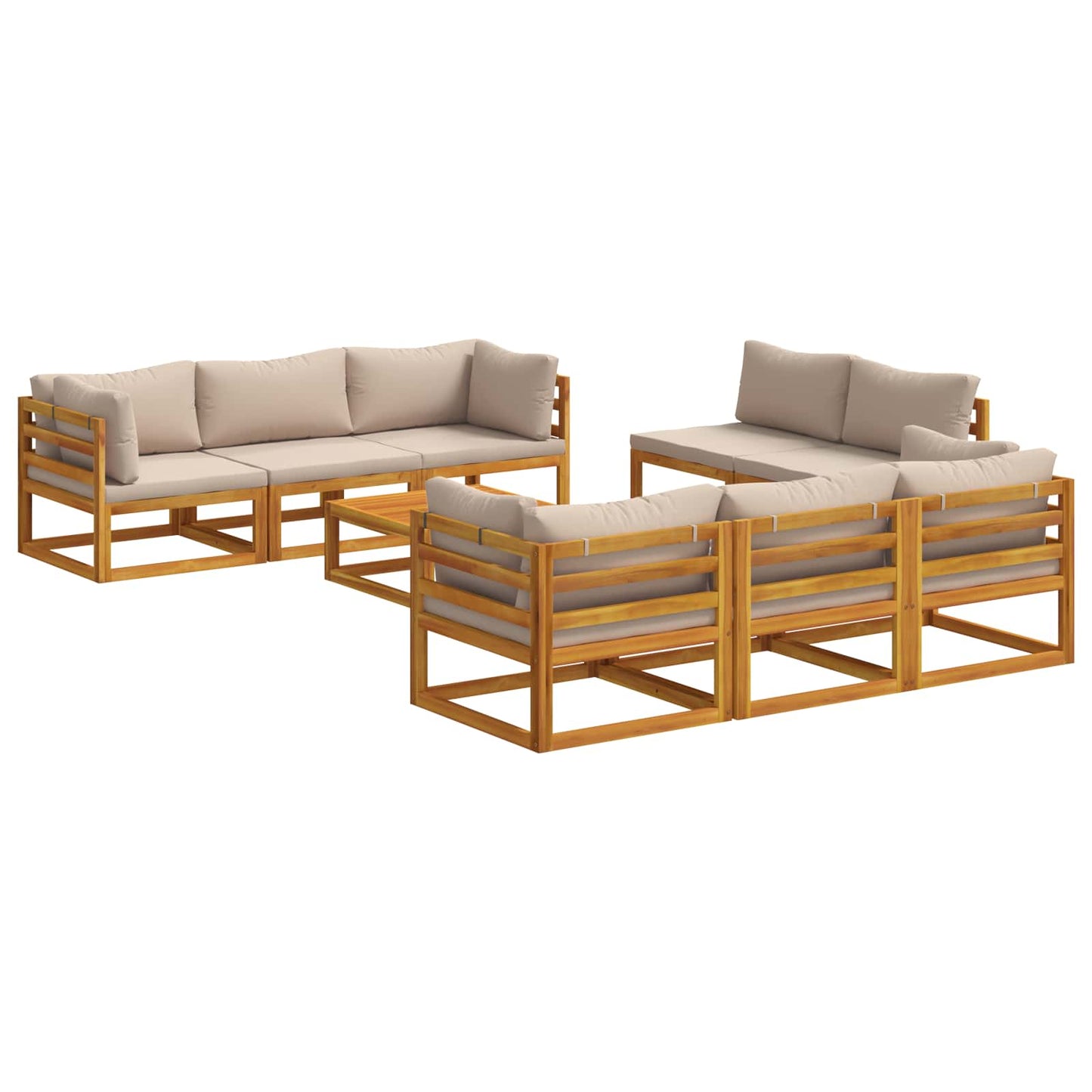 9-delige modulaire tuinloungeset Naturel Massief Acaciahout