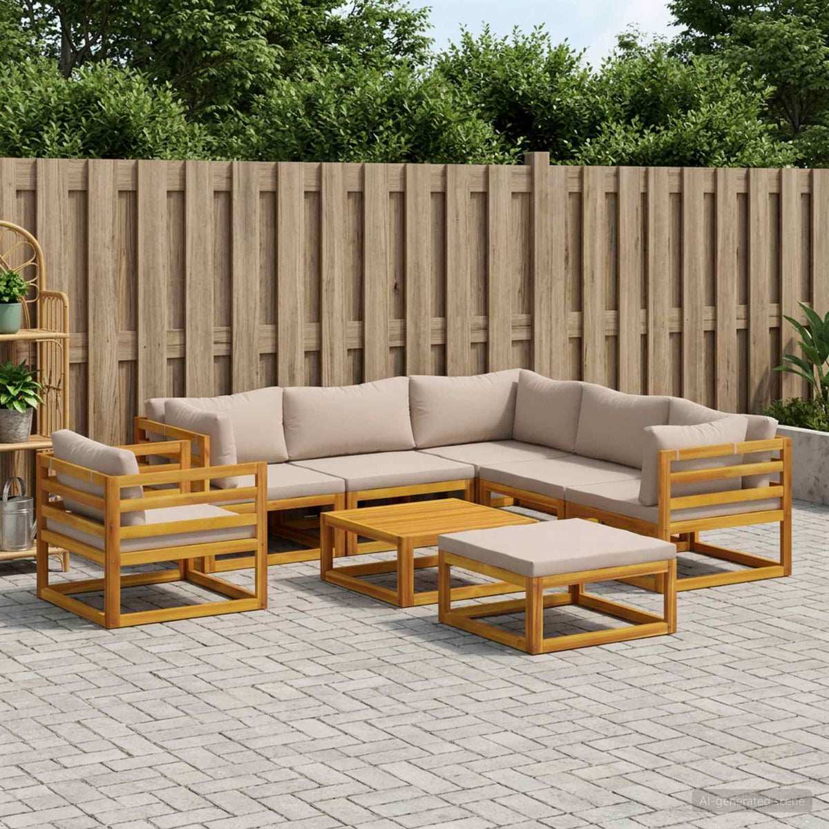 Bankstel 8 st Naturel Massief Acaciahout
