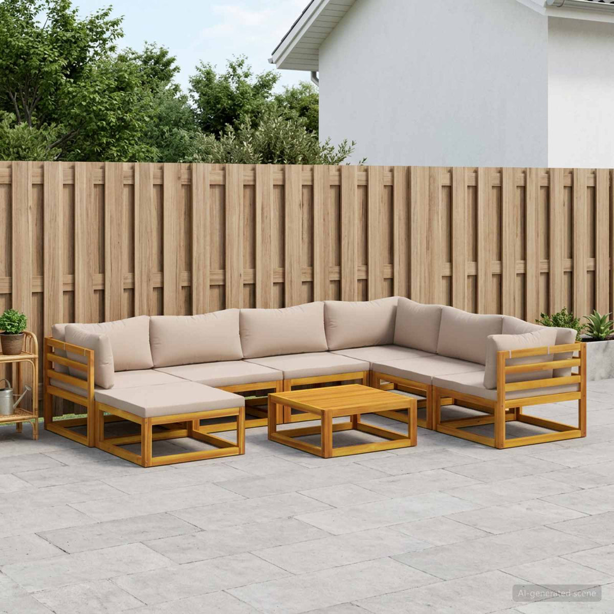 Bankstel 8 st Naturel Massief Acaciahout
