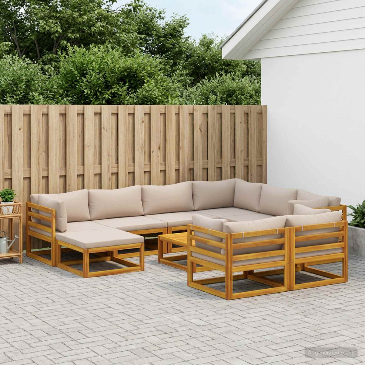Bankstel 10 st Naturel Massief Acaciahout