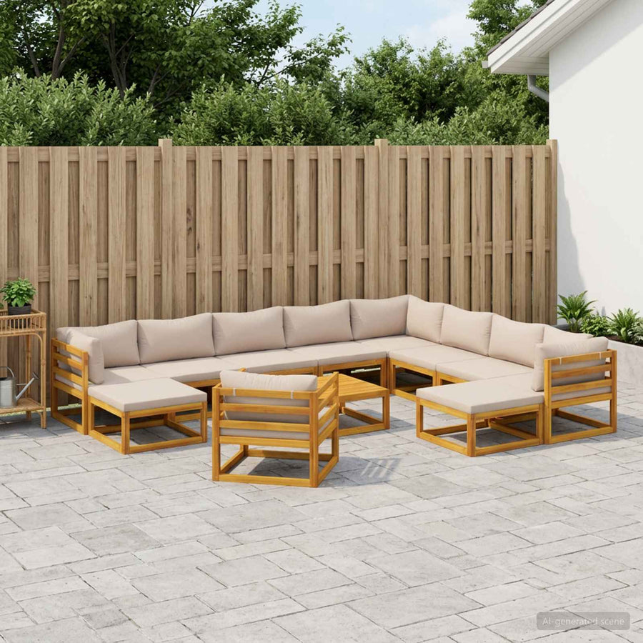Bankstel 12 st Naturel Massief Acaciahout