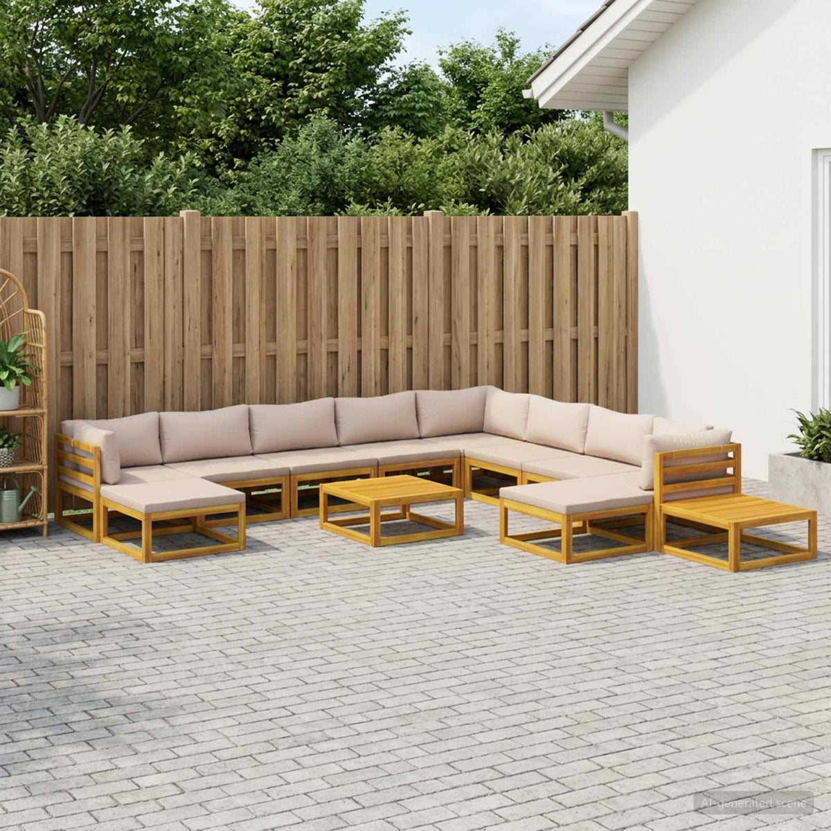 Bankstel 12 st Naturel Massief Acaciahout
