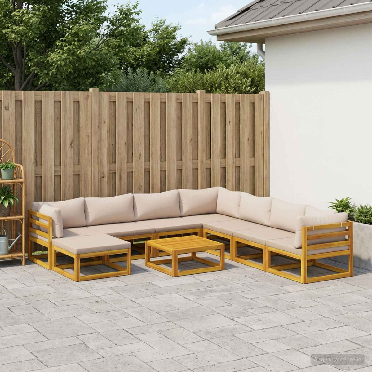 Bankstel 9 st Naturel Massief Acaciahout