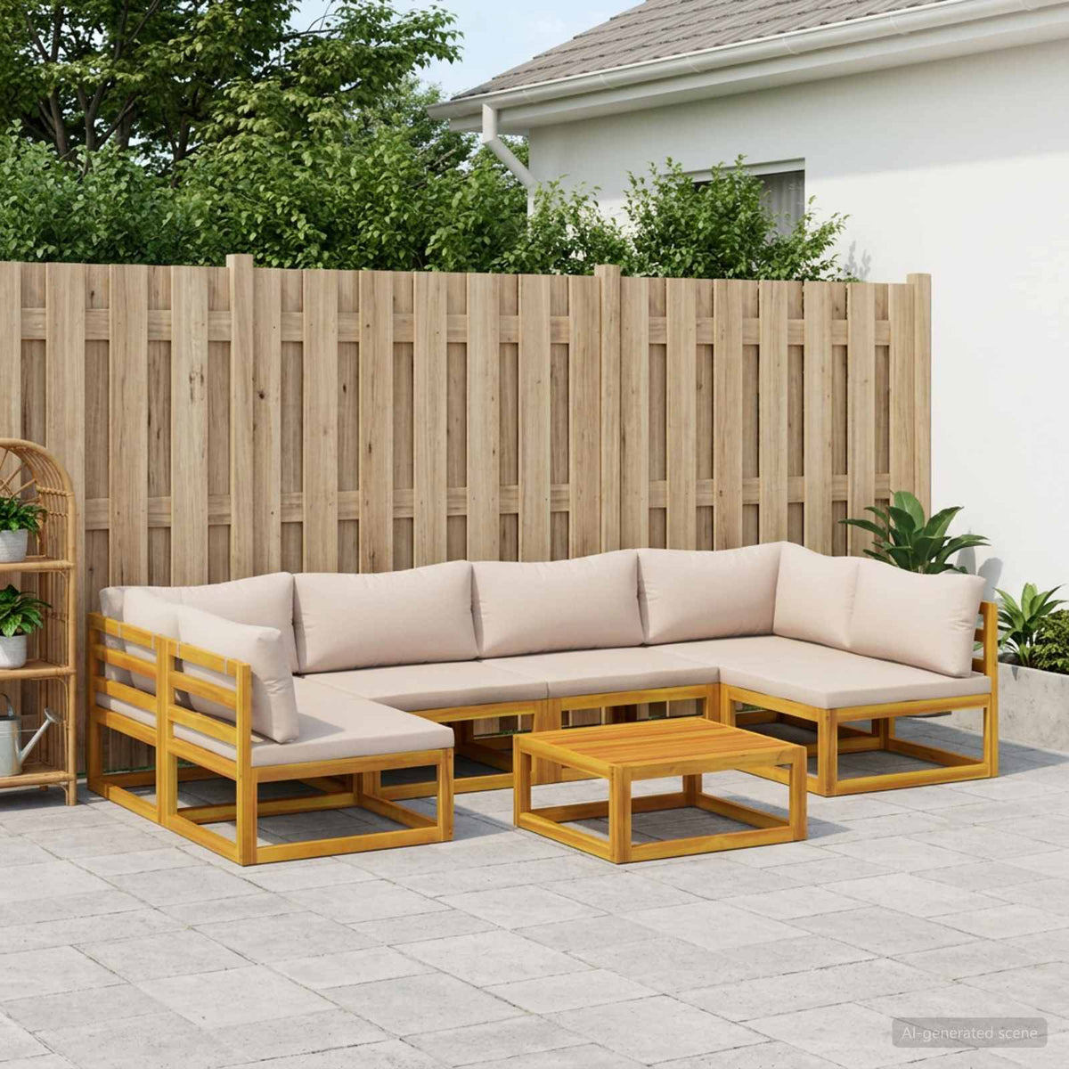 Bankstel 7 st Naturel Massief Acaciahout