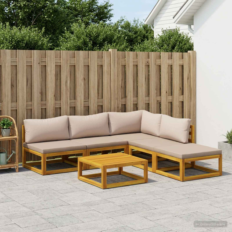 Bankstel 6 st Naturel Massief Acaciahout