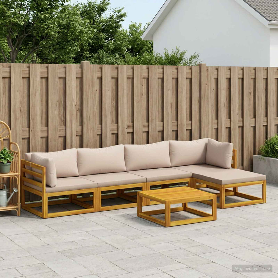 Bankstel 6 st Naturel Massief Acaciahout