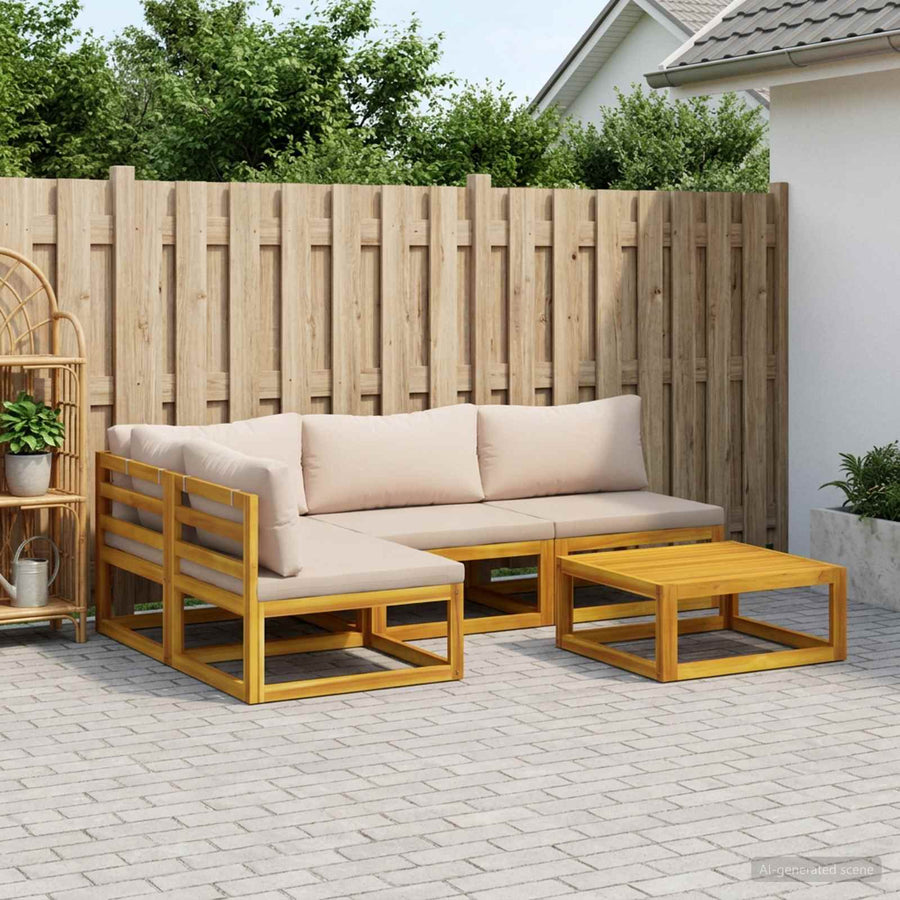 Bankstel 5 st Naturel Massief Acaciahout
