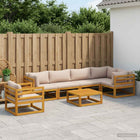Loungeset 7-delig massief acaciahout taupe kussens