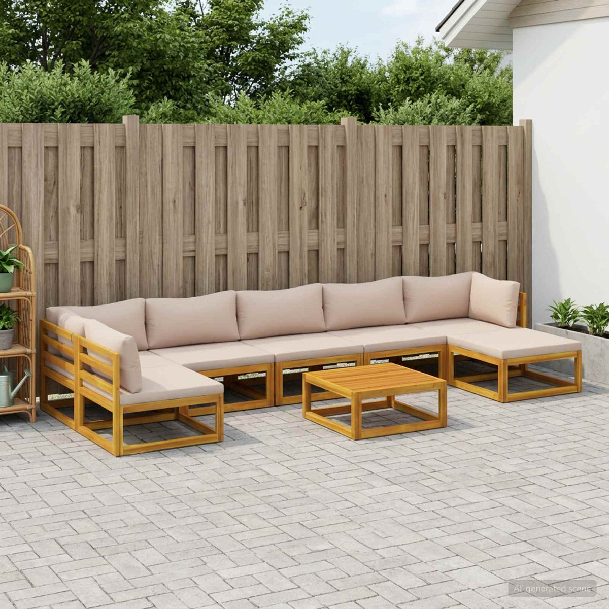 Bankstel 8 st Naturel Massief Acaciahout