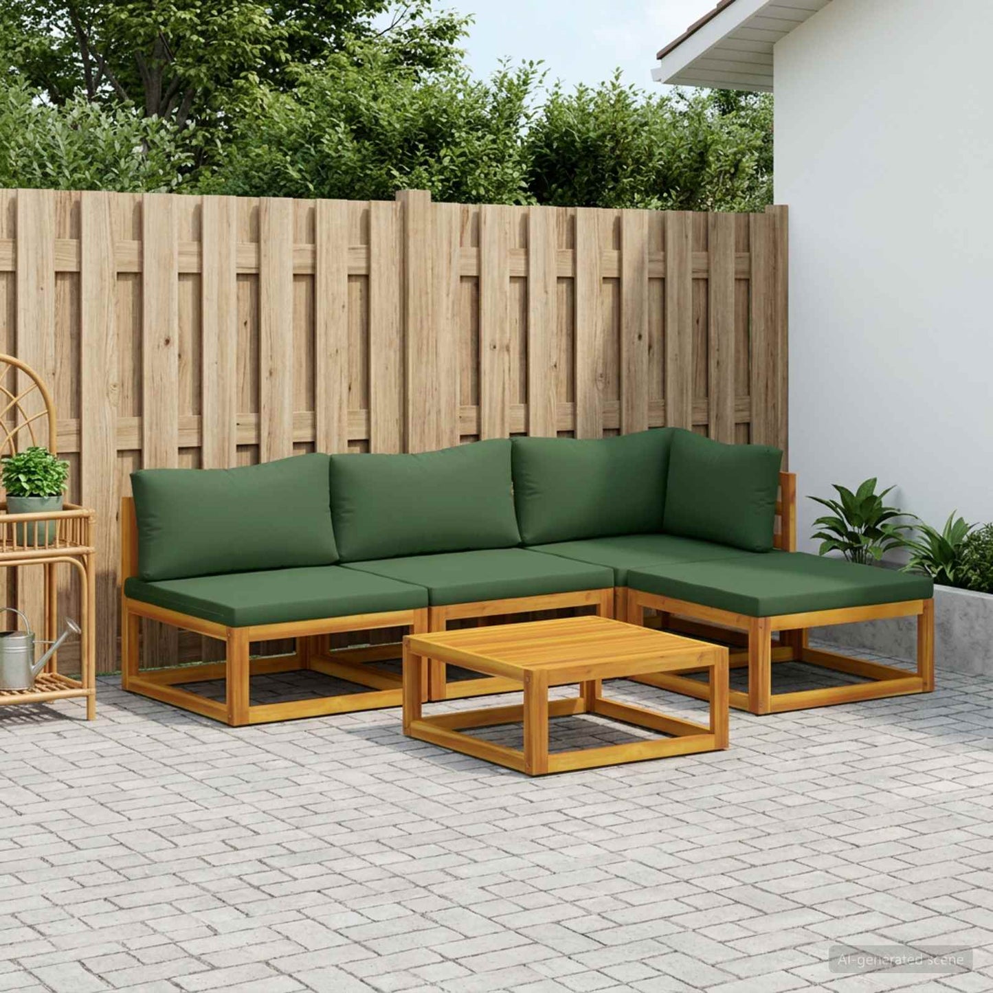 Bankstel 5 st Naturel Massief Acaciahout