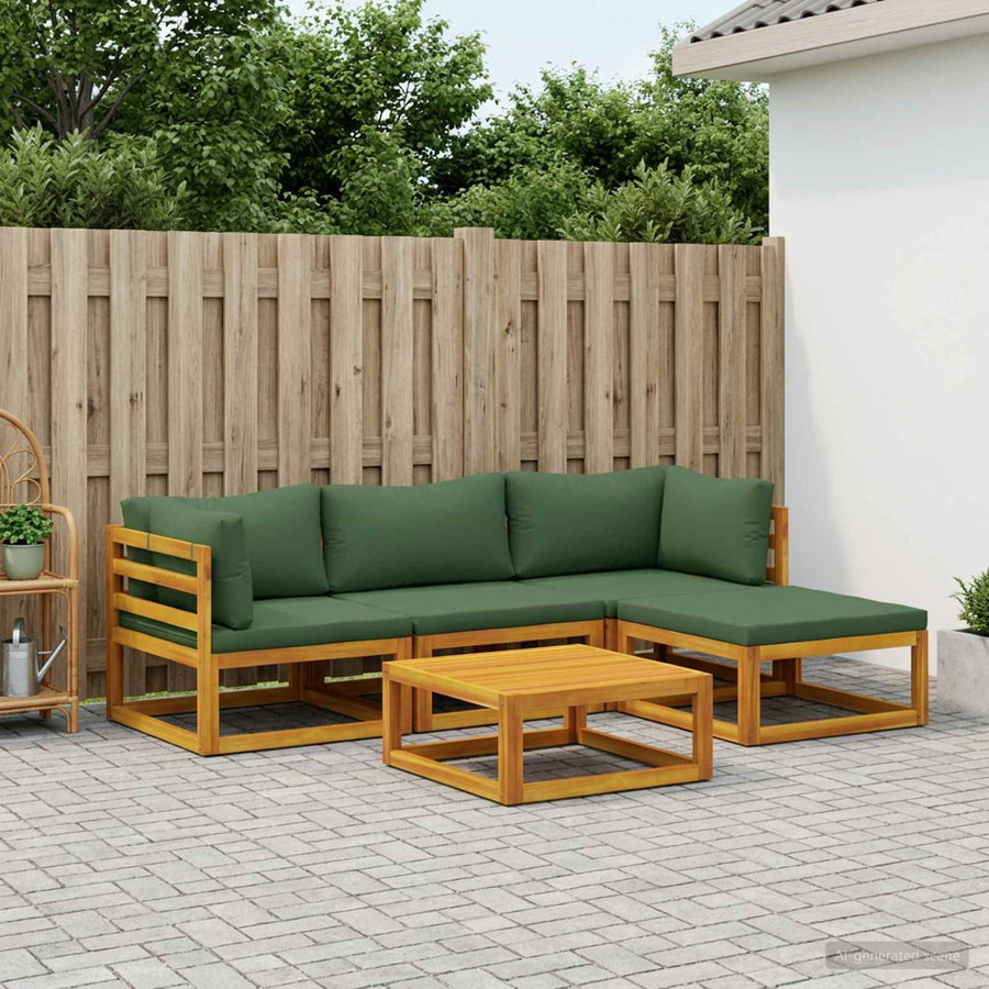 Bankstel 5 st Naturel Massief Acaciahout