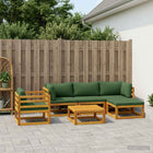 Loungebank 6 stuks massief acaciahout groen