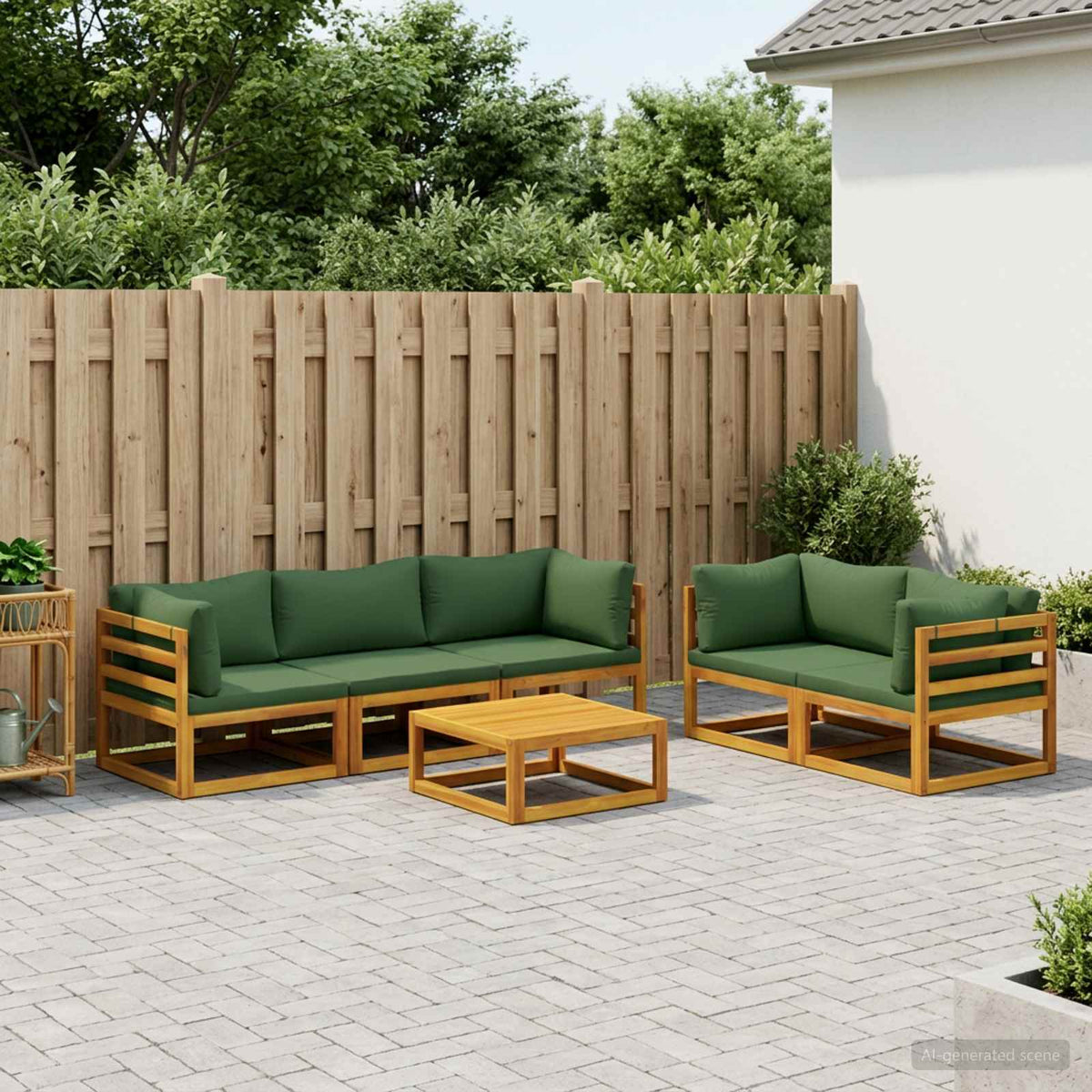 Bankstel 6 st Naturel Massief Acaciahout