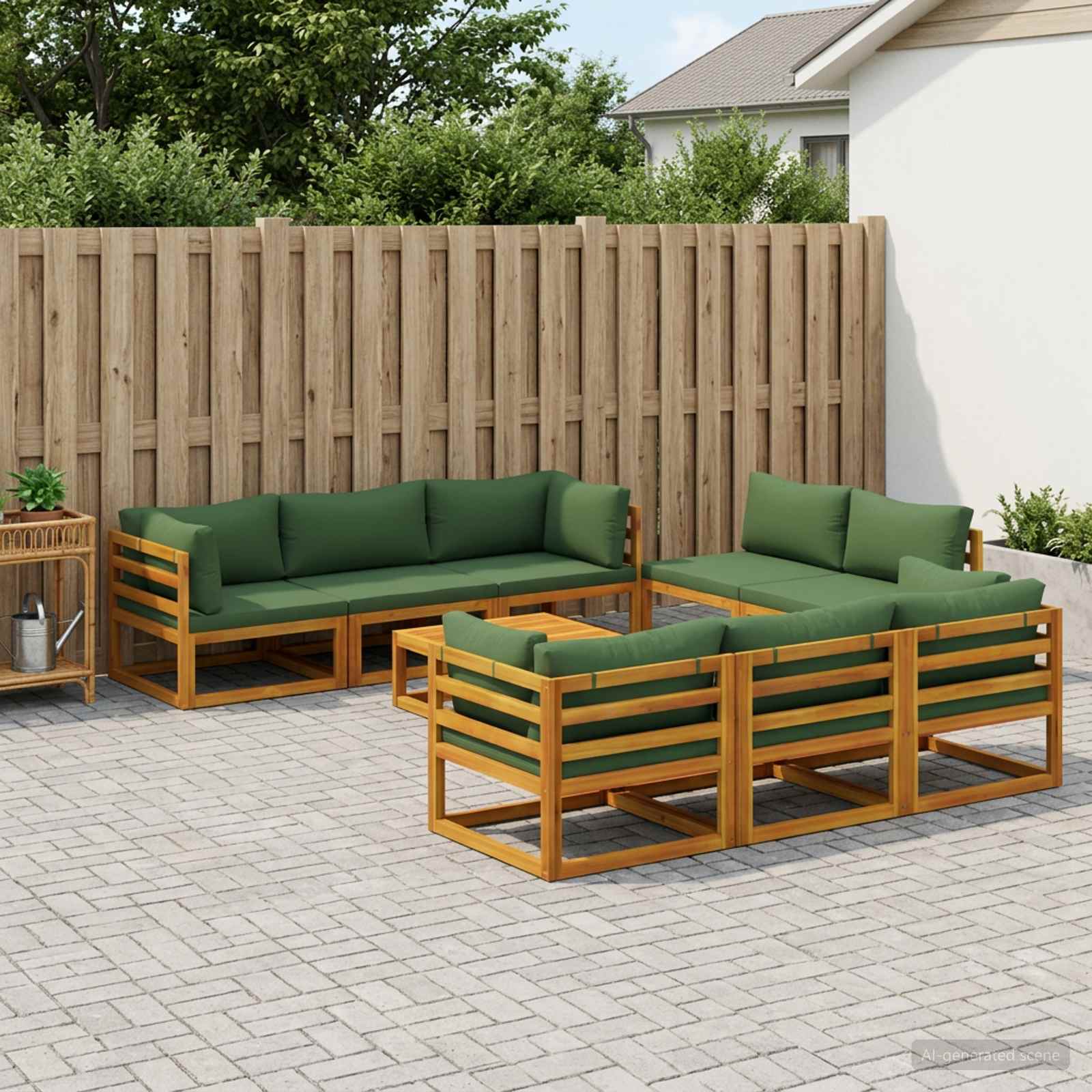 9-delige modulaire tuinloungeset Naturel Massief Acaciahout