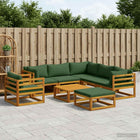 Loungebank set 8 stuks massief acaciahout naturel groen