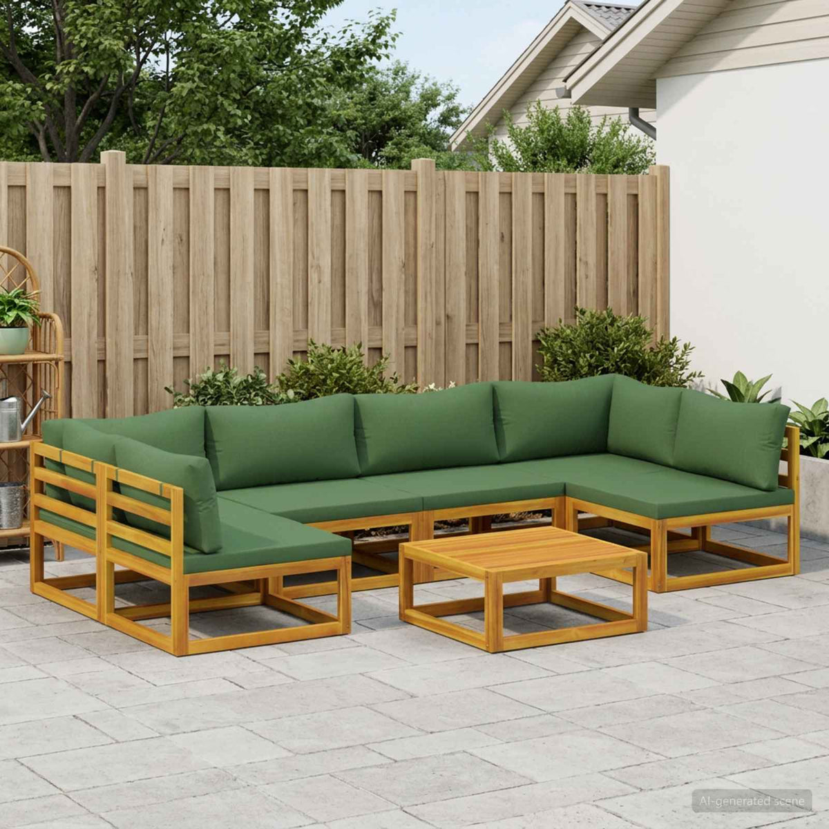 Bankstel 7 st Naturel Massief Acaciahout