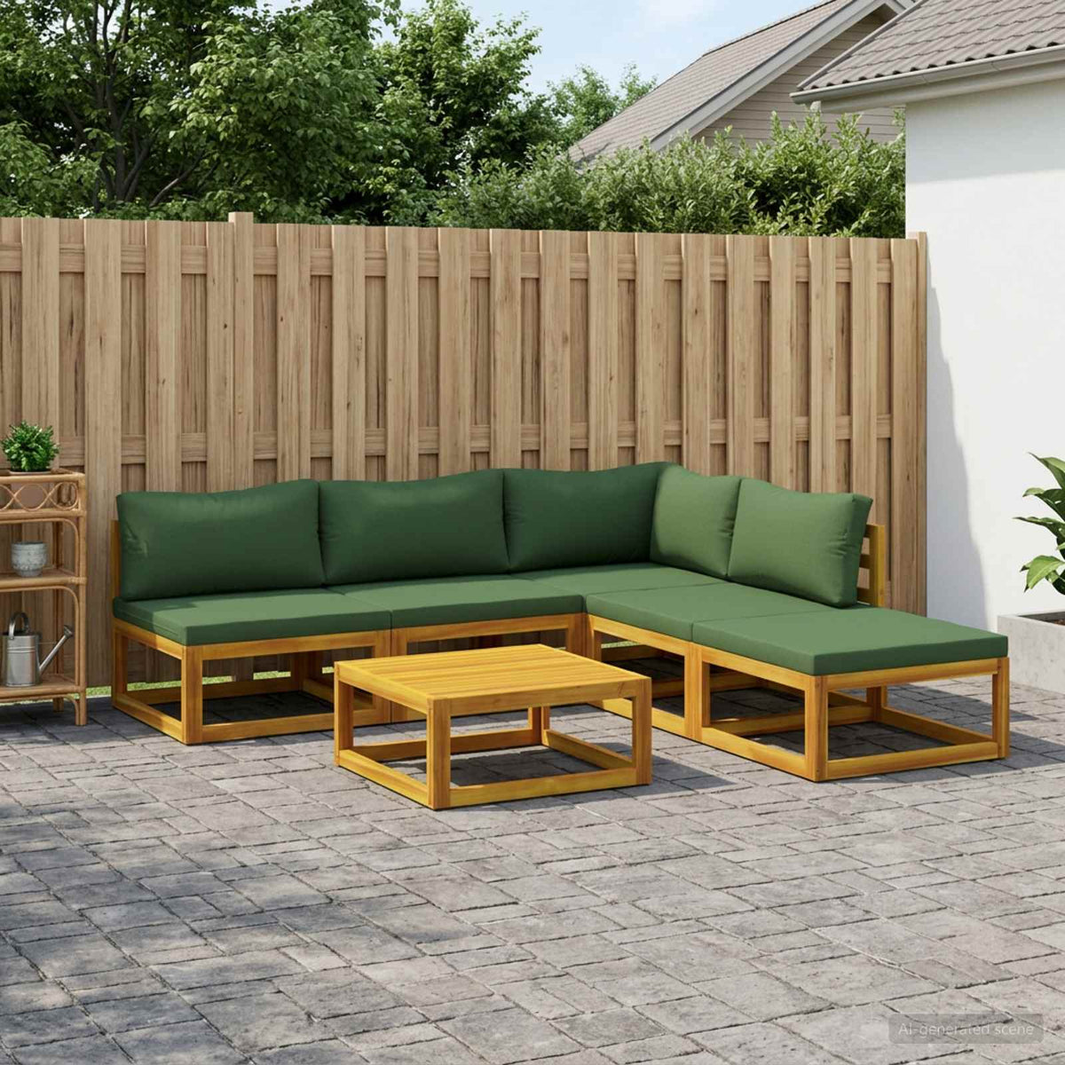 Bankstel 6 st Naturel Massief Acaciahout