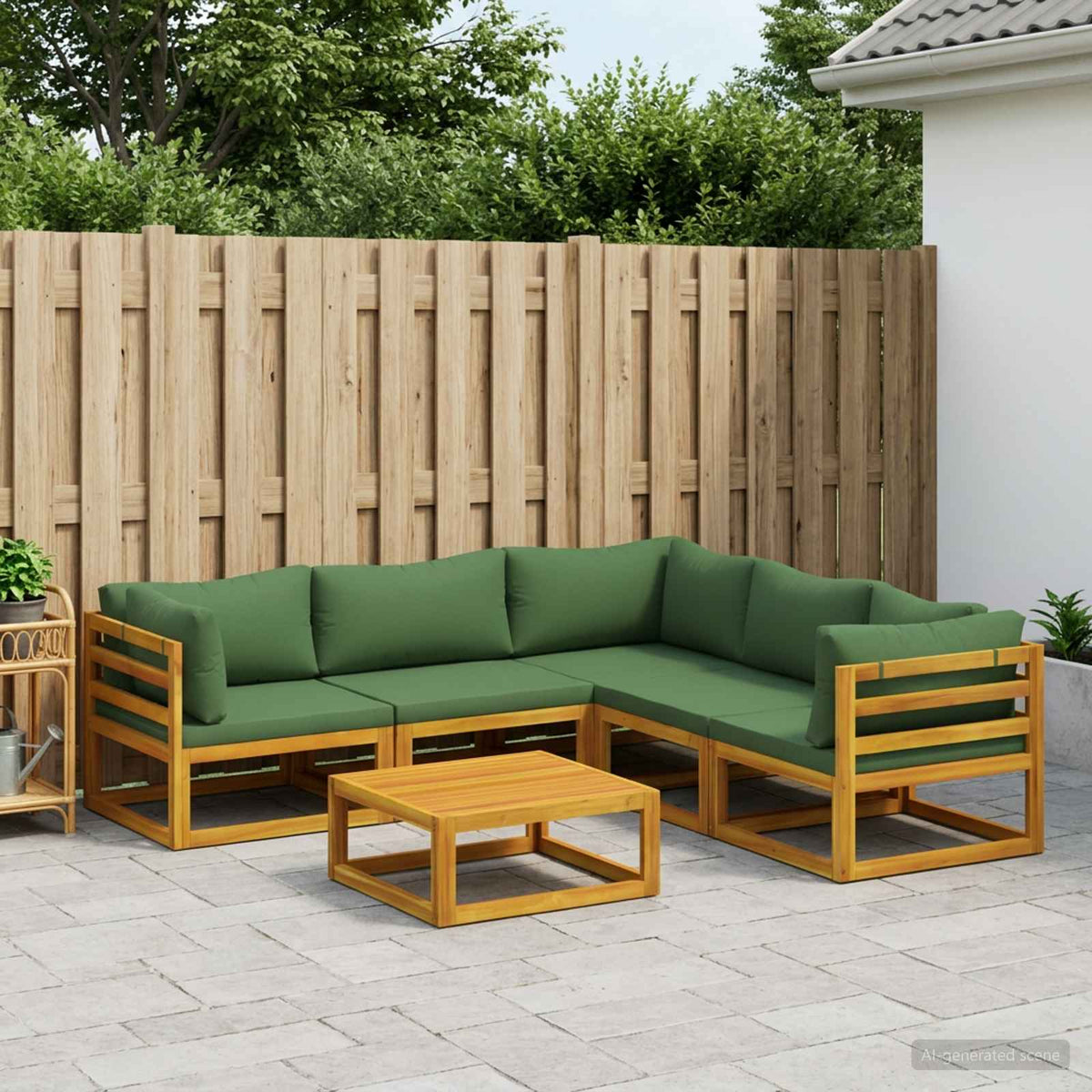 Bankstel 6 st Naturel Massief Acaciahout