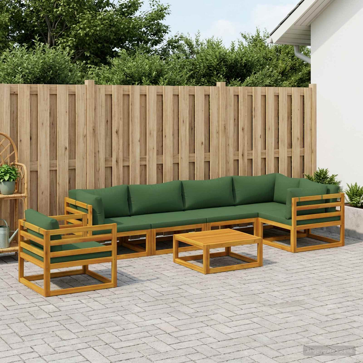 Bankstel 7 st Naturel Massief Acaciahout