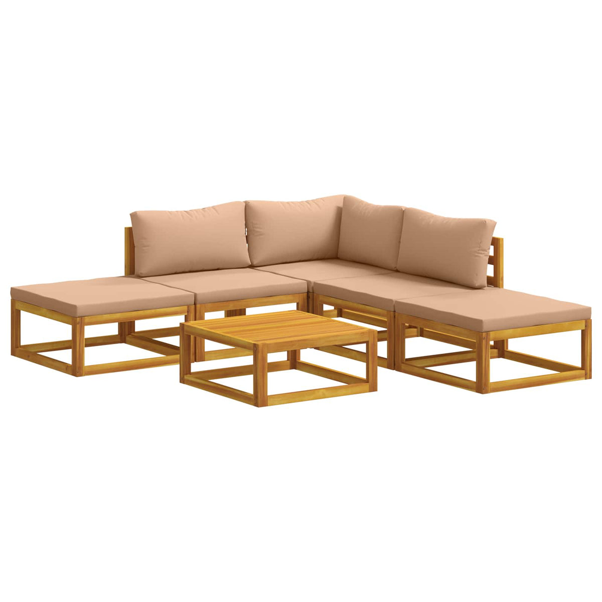 Bankstel 6 st Naturel Massief Acaciahout