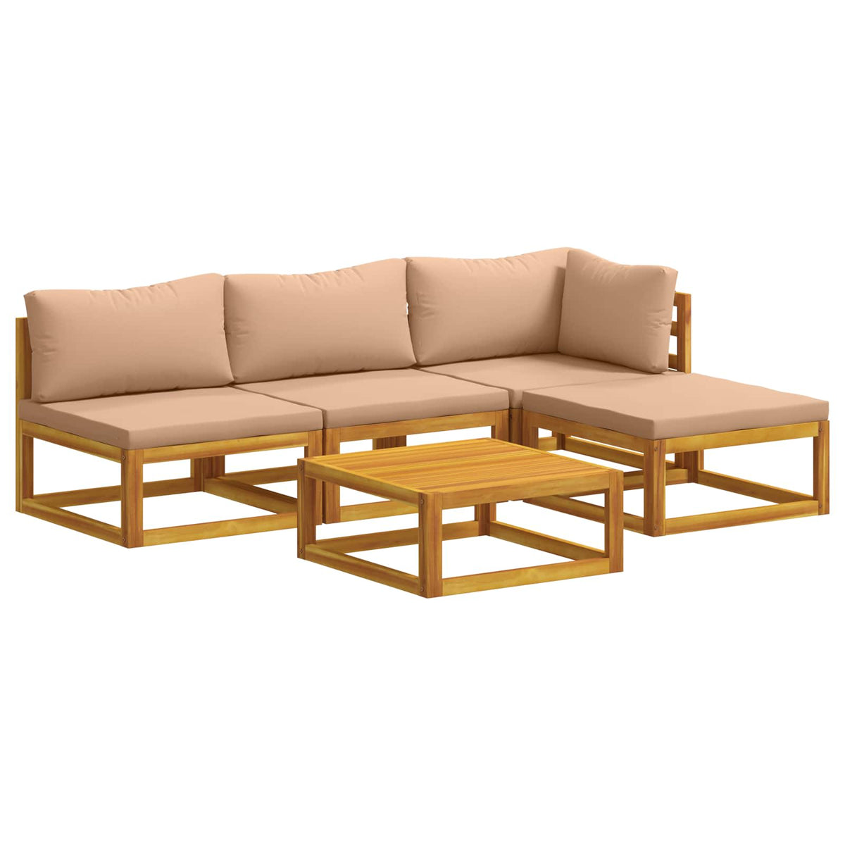 Bankstel 5 st Naturel Massief Acaciahout