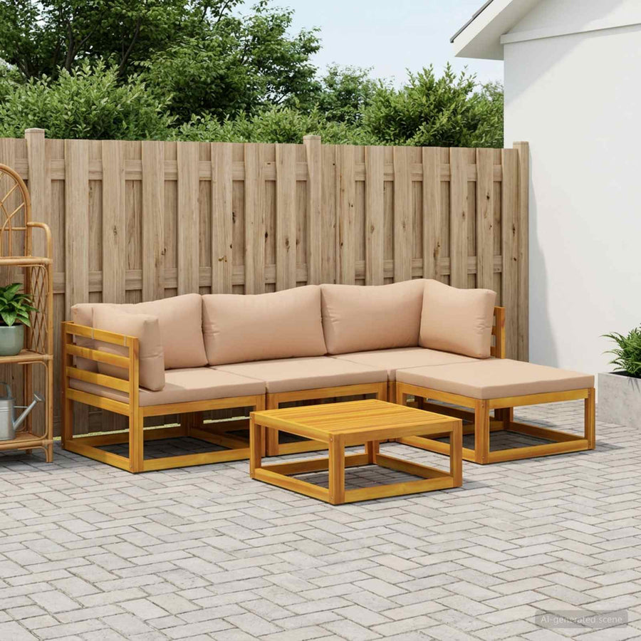 Bankstel 5 st Naturel Massief Acaciahout
