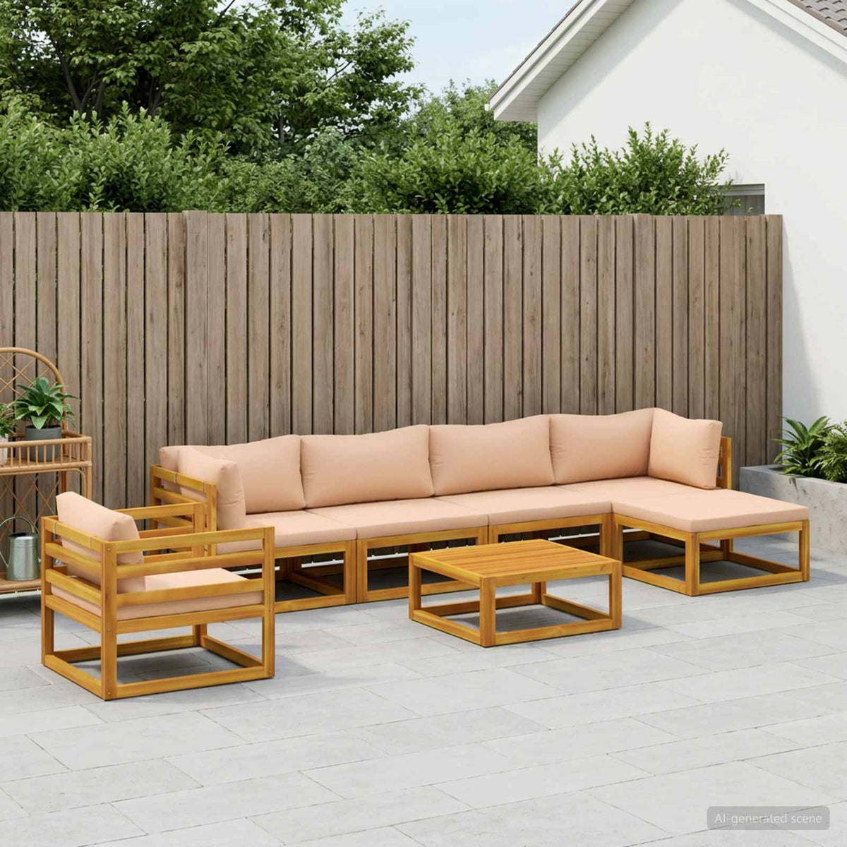 Bankstel 7 st Naturel Massief Acaciahout
