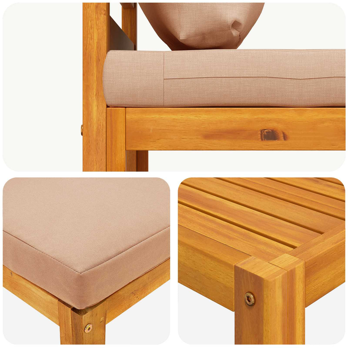 Bankstel 6 st Naturel Massief Acaciahout