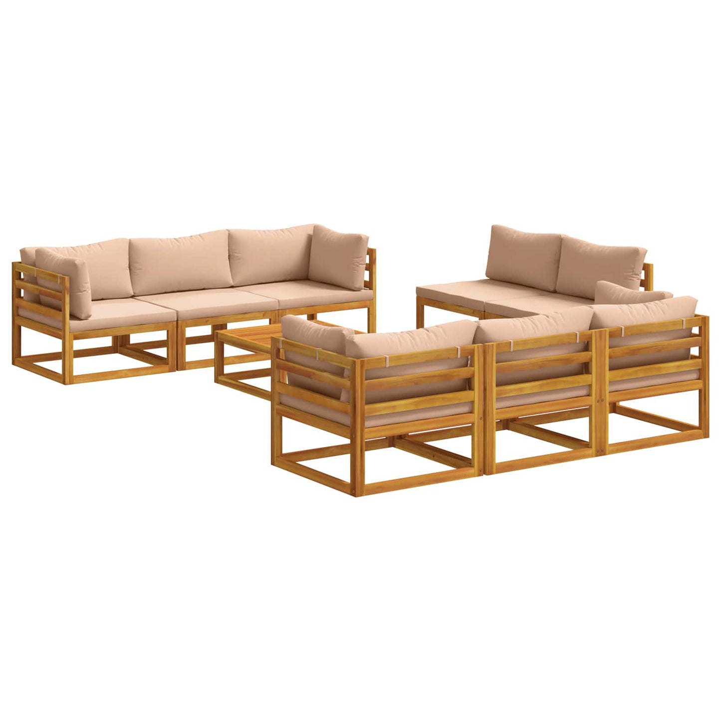 9-delige modulaire tuinloungeset Naturel Massief Acaciahout