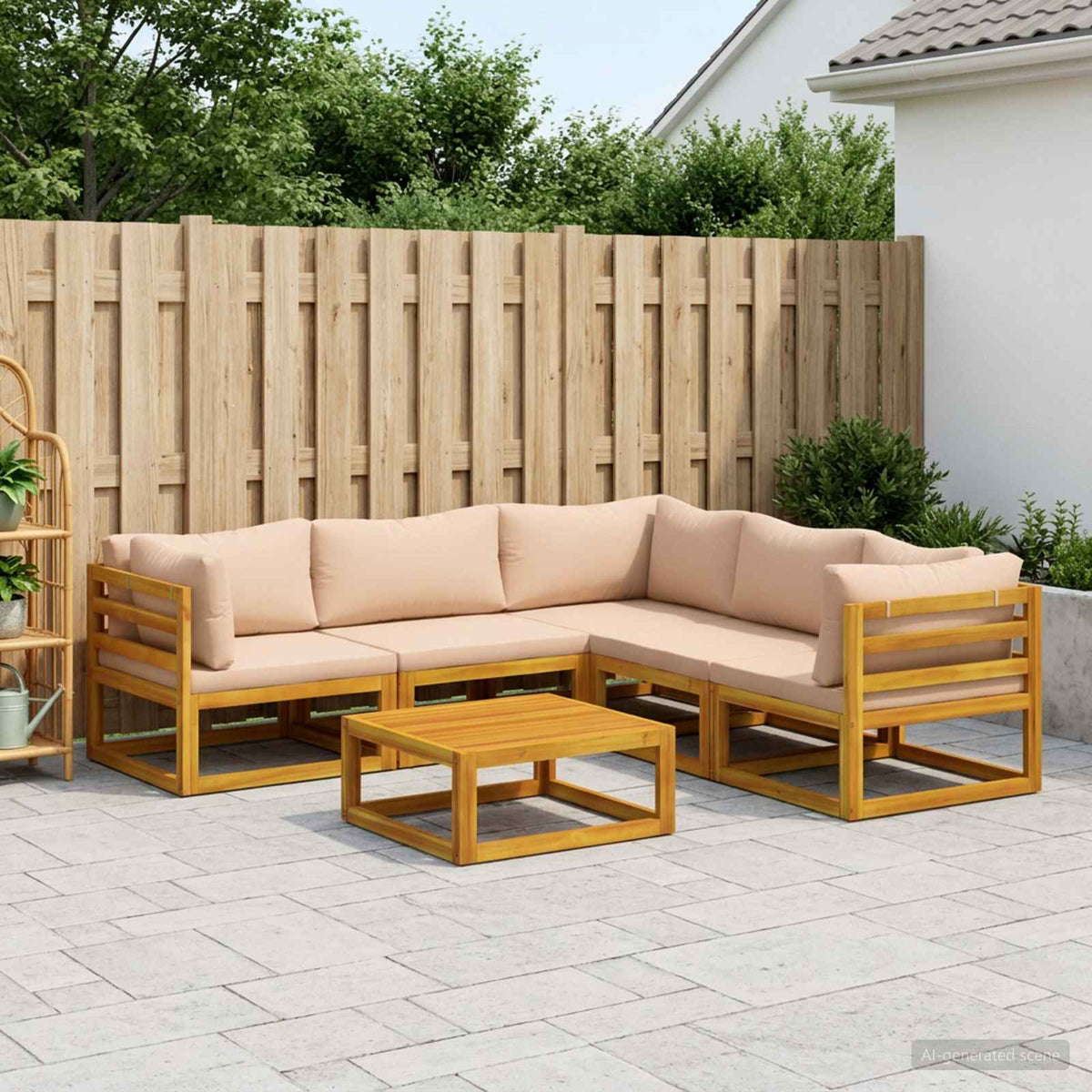 Bankstel 6 st Naturel Massief Acaciahout