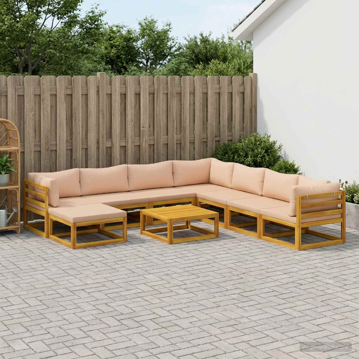 Bankstel 9 st Naturel Massief Acaciahout