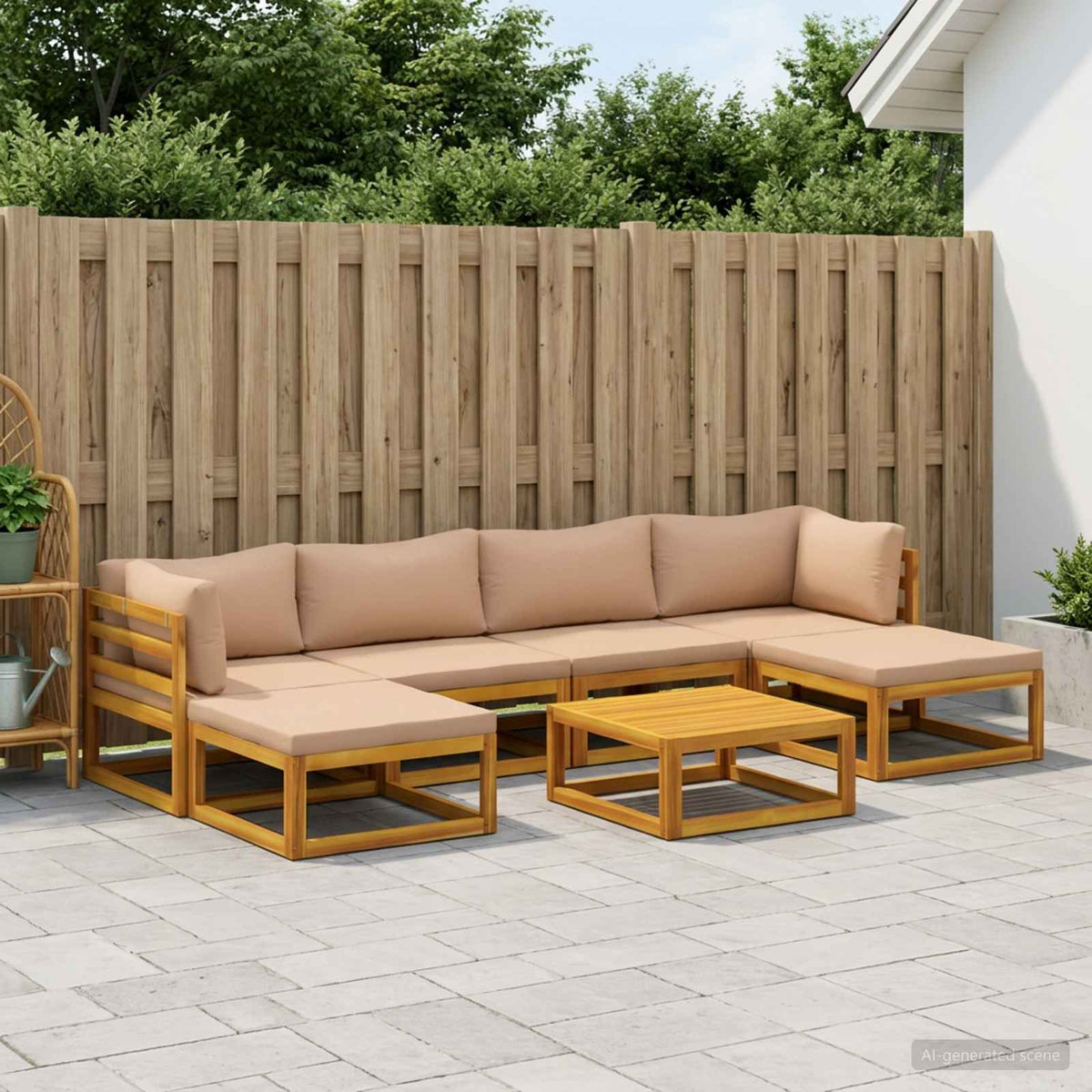 Bankstel 7 st Naturel Massief Acaciahout