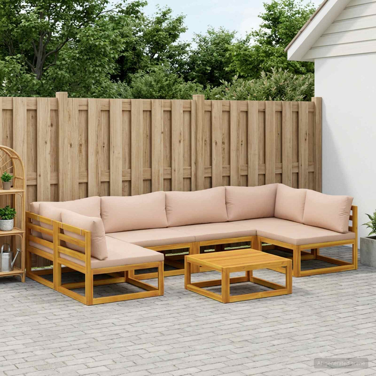 Bankstel 7 st Naturel Massief Acaciahout