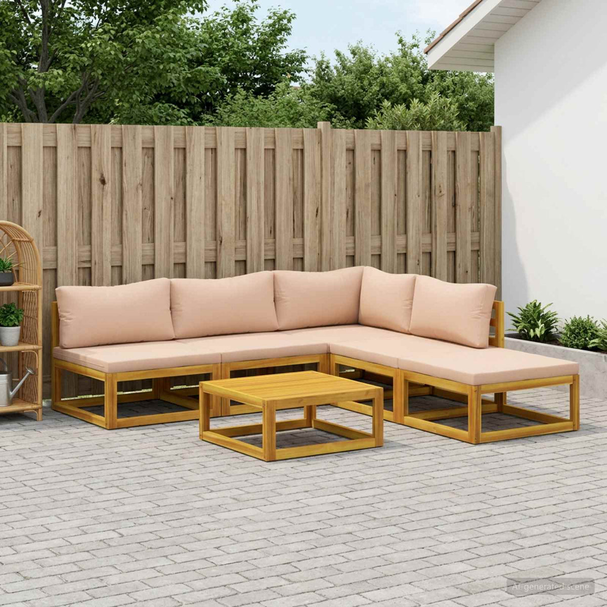 Bankstel 6 st Naturel Massief Acaciahout