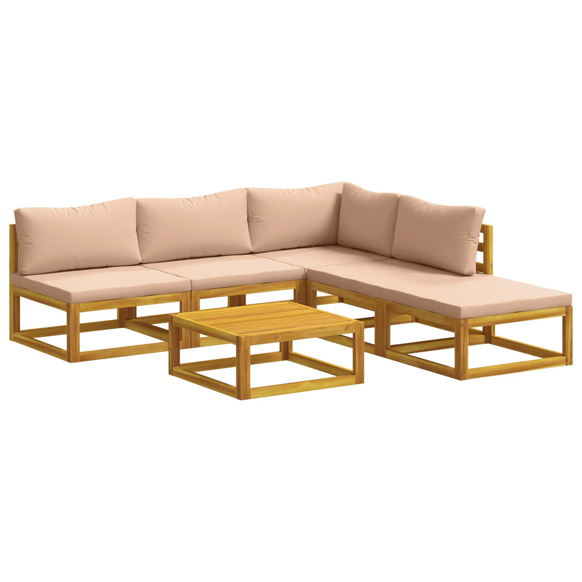 Bankstel 6 st Naturel Massief Acaciahout