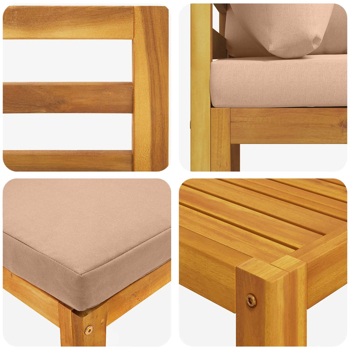 Bankstel 6 st Naturel Massief Acaciahout