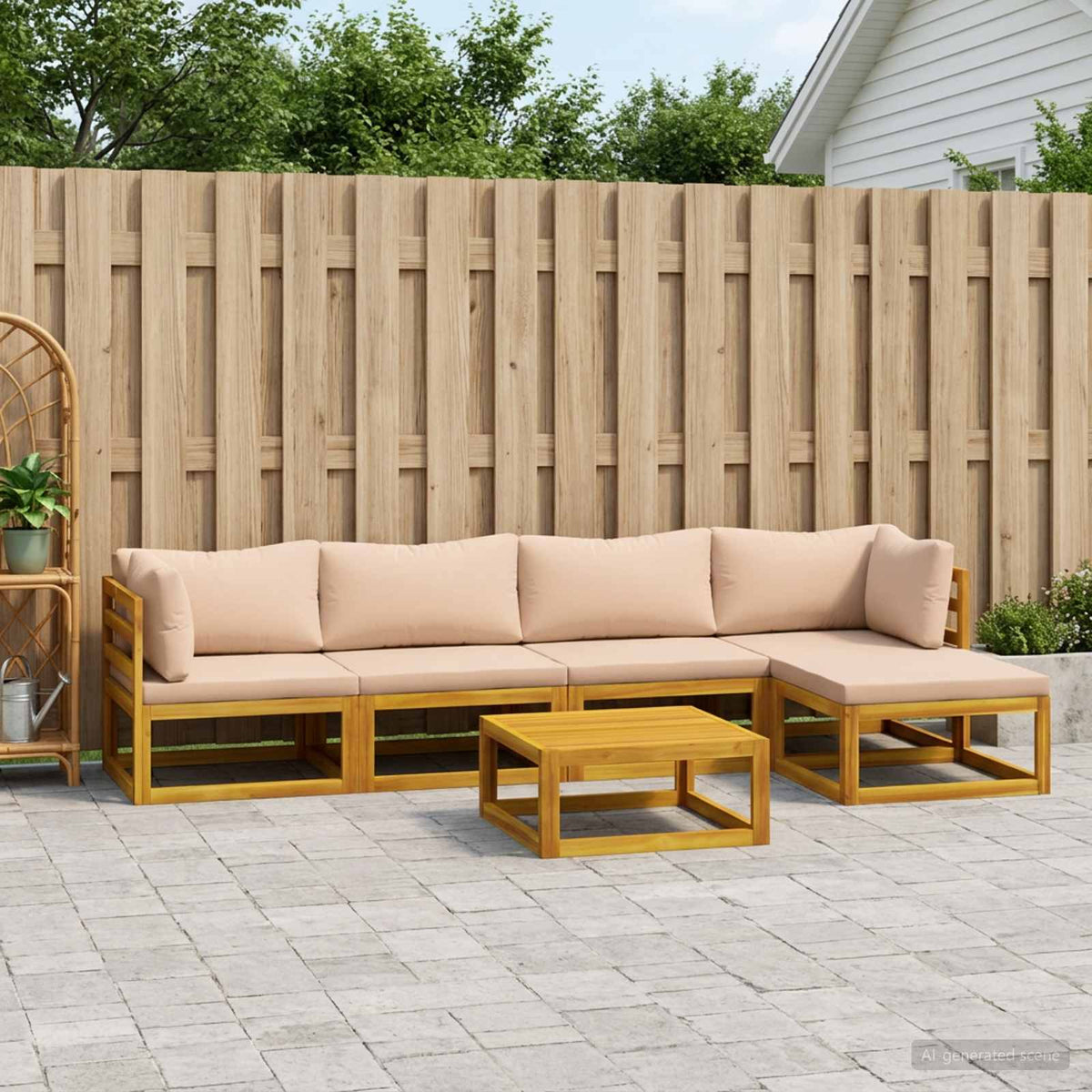 Bankstel 6 st Naturel Massief Acaciahout
