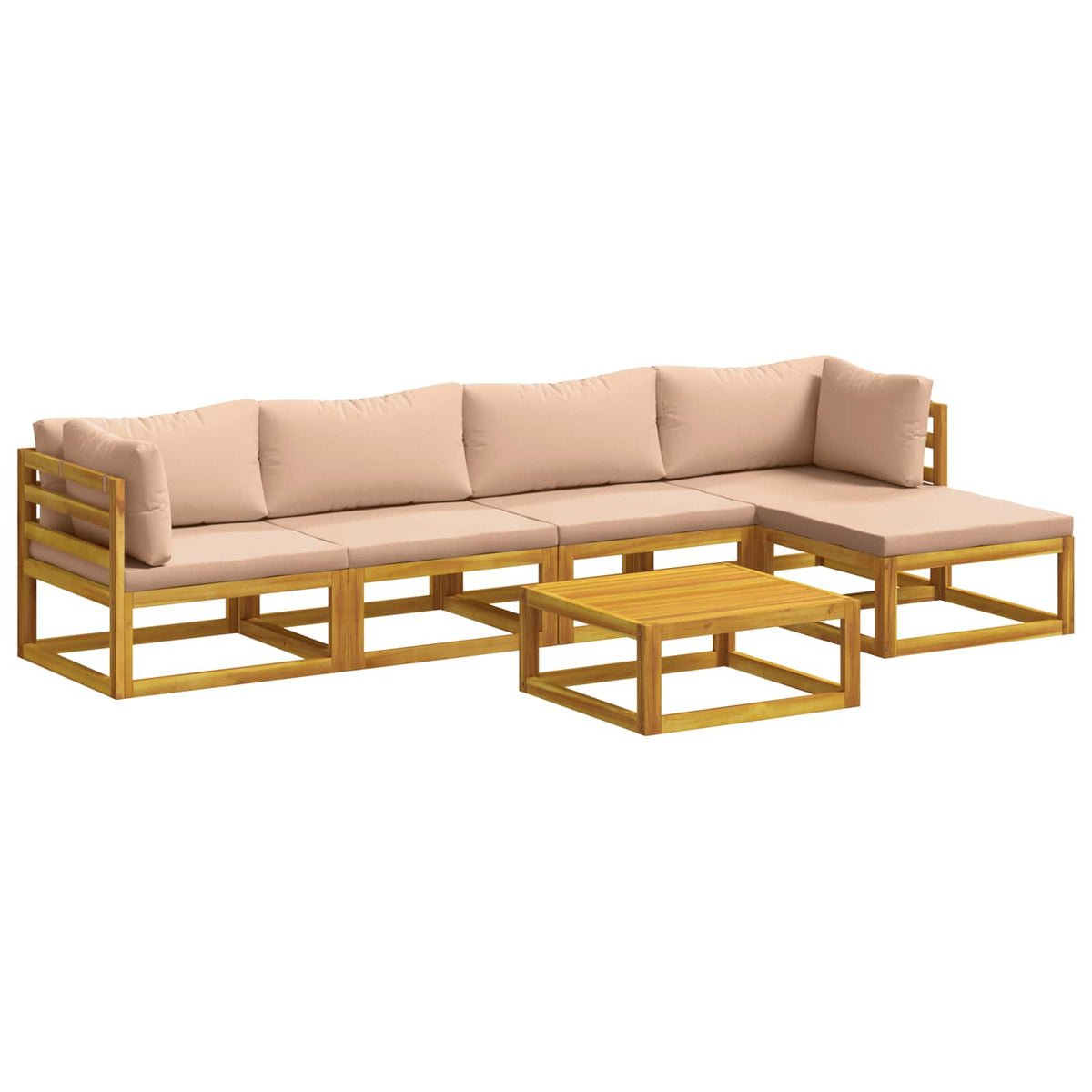 Bankstel 6 st Naturel Massief Acaciahout