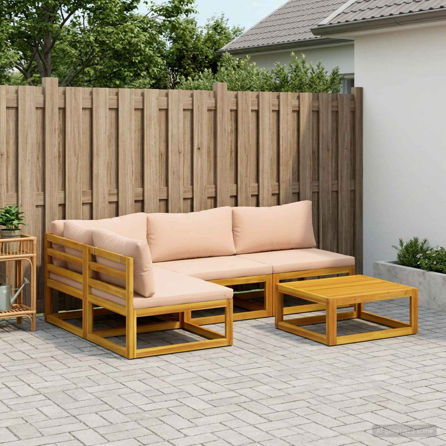 Bankstel 5 st Naturel Massief Acaciahout