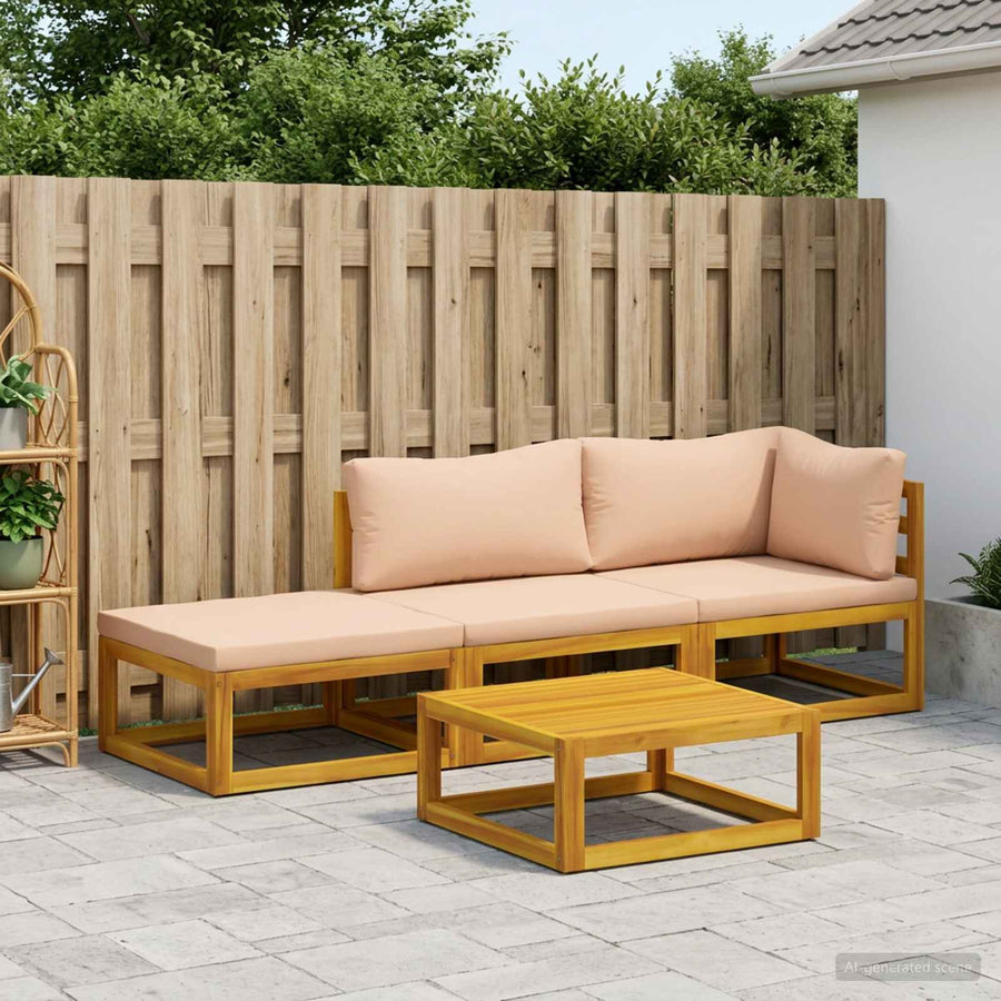 Bankstel 4 st Naturel Massief Acaciahout