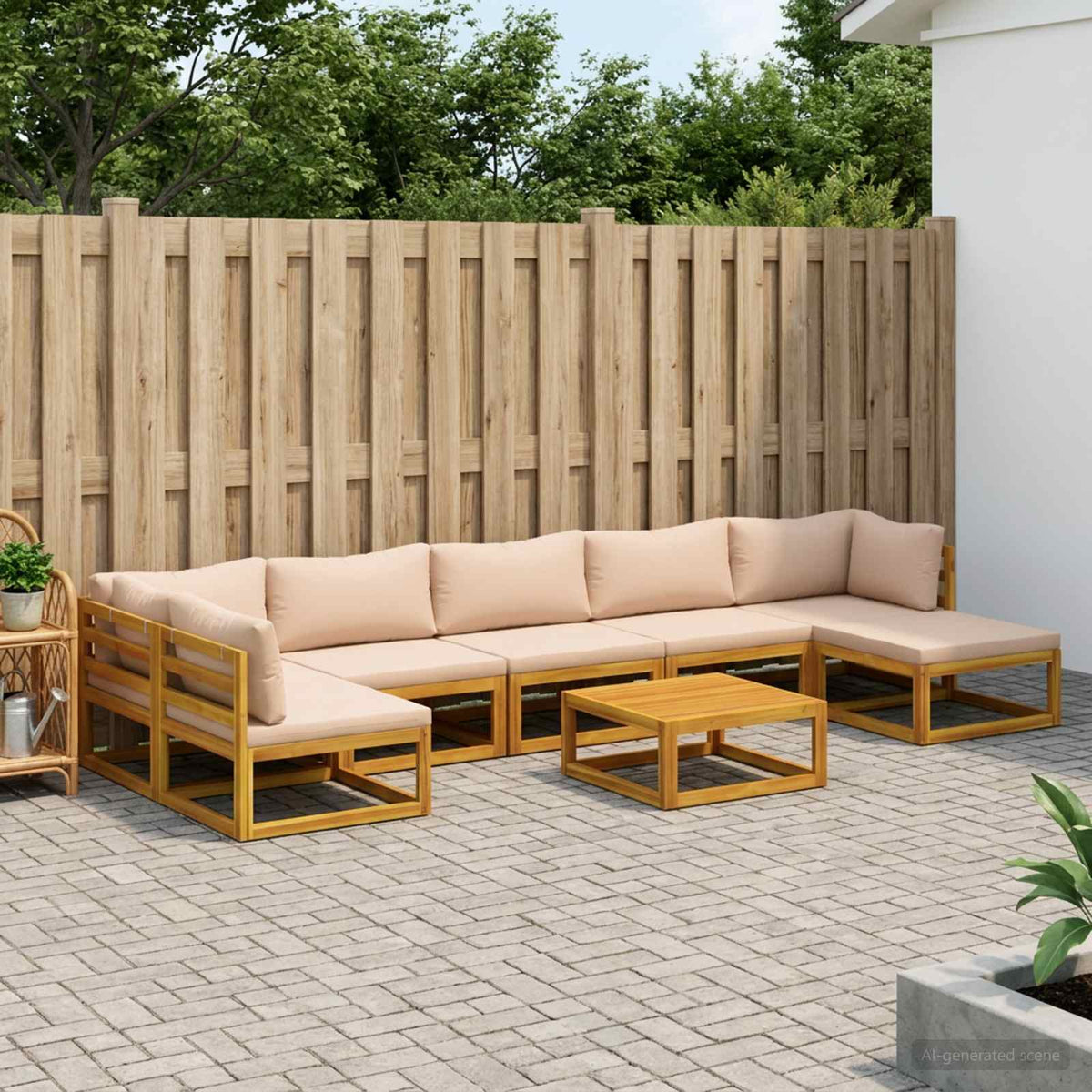 Bankstel 8 st Naturel Massief Acaciahout