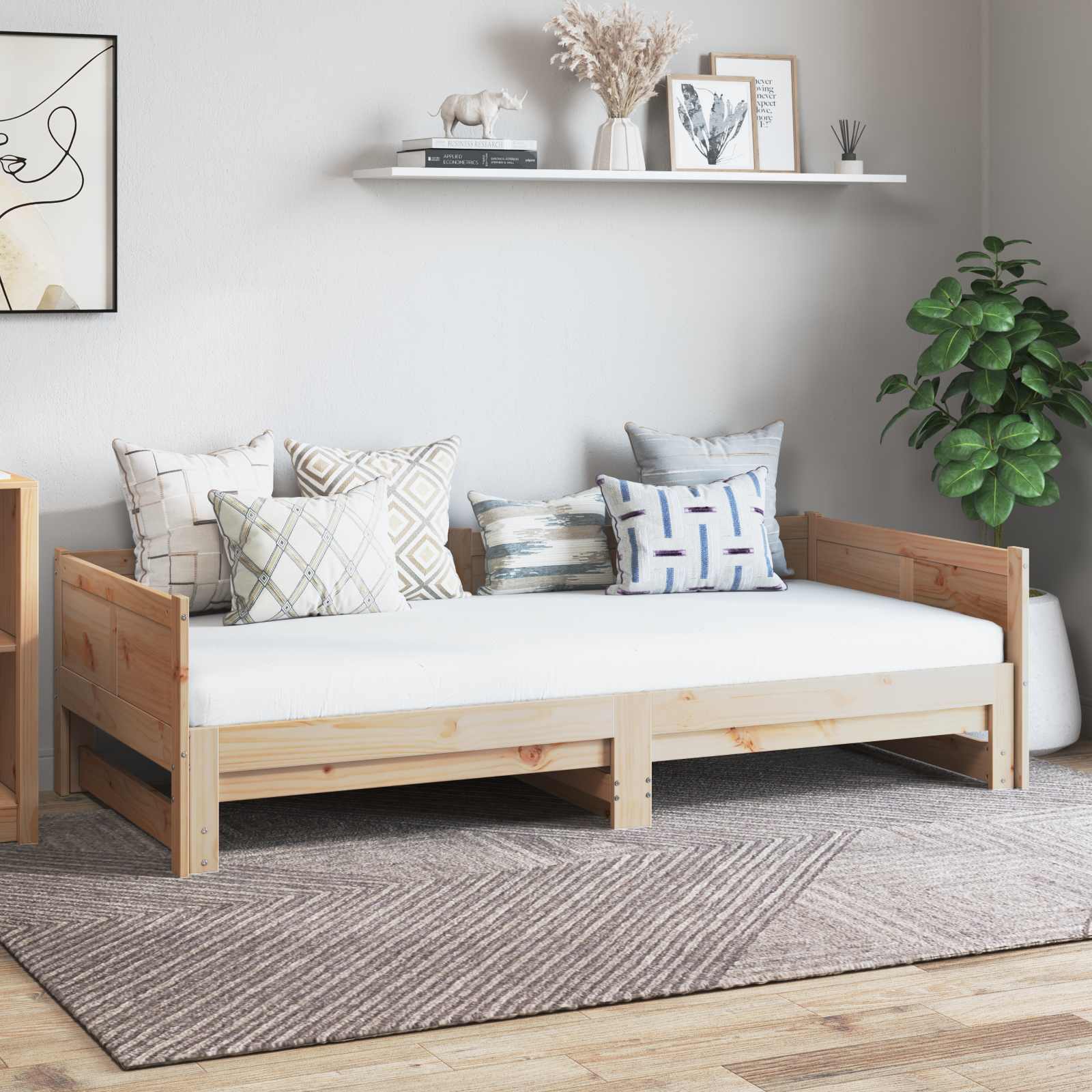 Uittrekbare Dagbed Naturel 180 x 200 cm Massief grenenhout